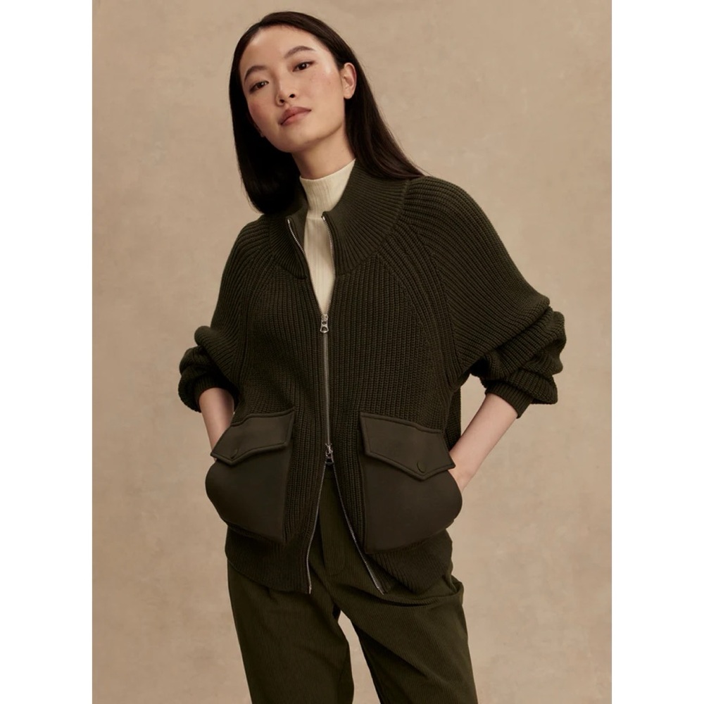 NWT Varley Anthropologie Tessa Zip Through Knit Jacket